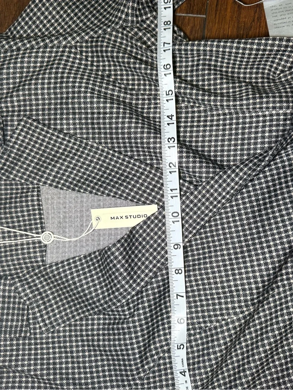 NWT Max Studio Checked Midi Blazer Dress Faux Wrap Long Sleeve Belted Business - Picture 12 of 15